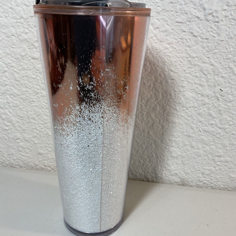 Starbucks Rose Gold Silver Glitter Ombre Travel Tumbler Coffee Cup - Picture 6 of 7